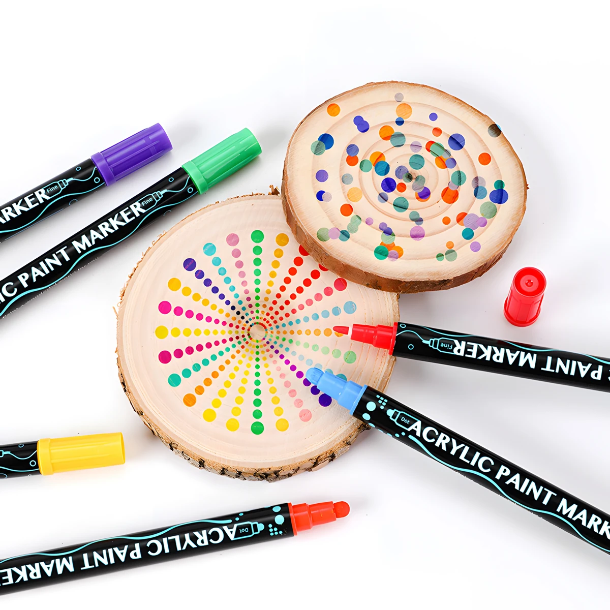 12-36 Colors Acrylic Paint Marker Pen Dual Tip Art Painting Dot Pen Portable Coloring Drawing Student Gift