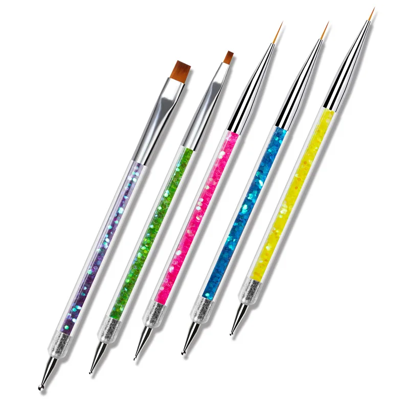 5Pcs Nails Art Dotting Pen Nails Brushes For Nails Art Accessories Tools Kits Nail Supplies For Professionals Manicure Set 3