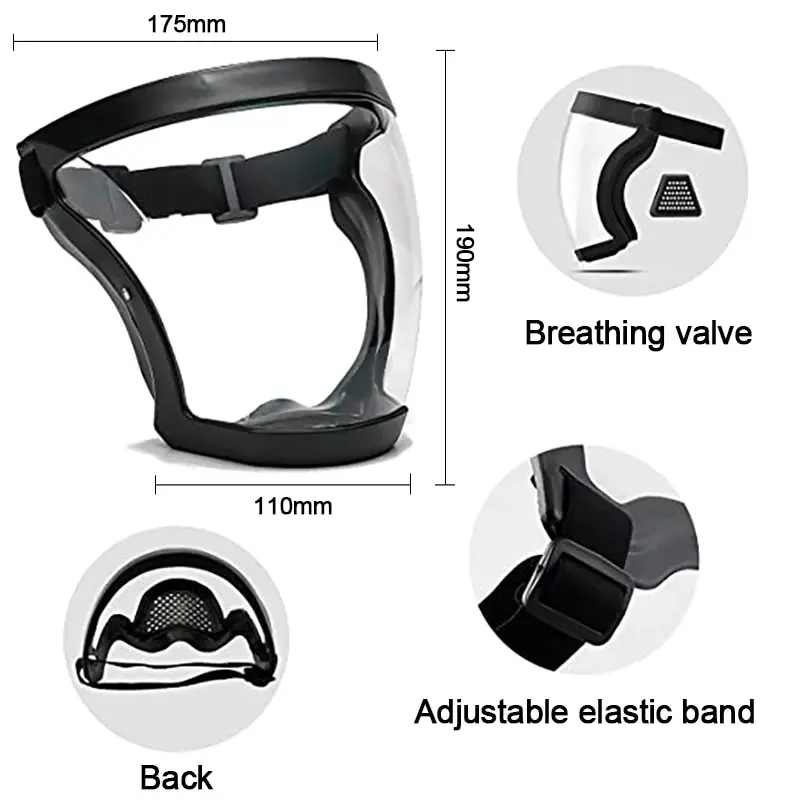 Face Shield Mask Transparent Head Eye Safety Protective Cover Glasses Screen Visors Dust WindProof Anti-Fog Kitchen Tools