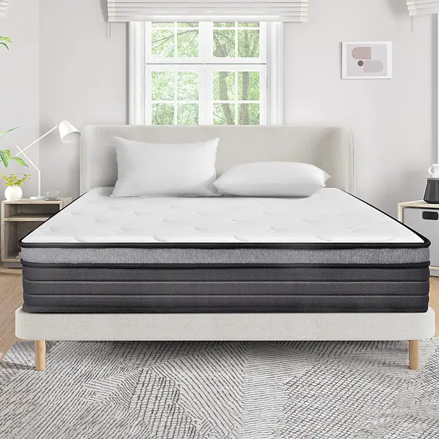 EIUE Queen Size Mattress 10 Inch,Bed-in-a-Box,Hybrid Mattress,Individual Pocket Spring Mattress,Medium Firm Mattresses,Breathabl 1