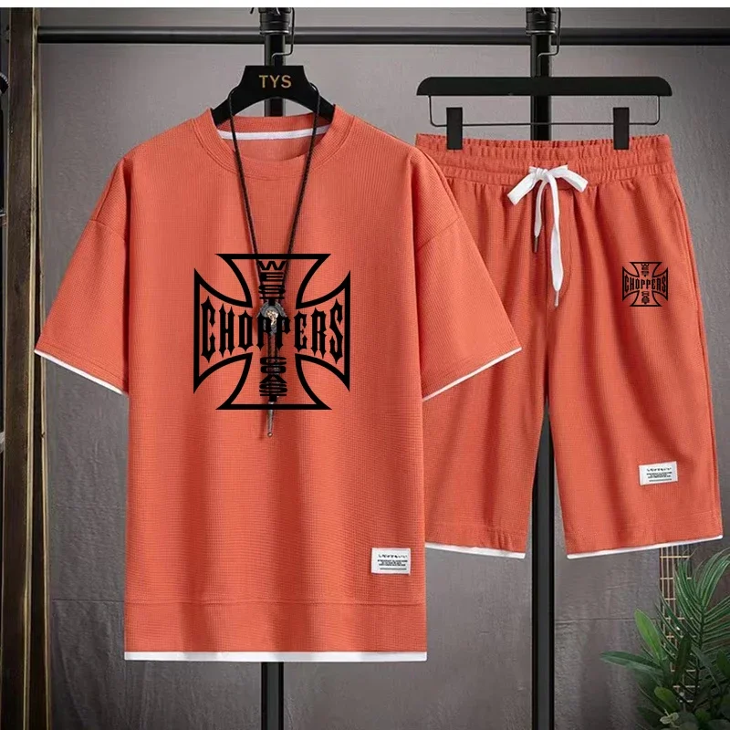 West Coast Choppers Men's Casual T-shirt & Shorts Set Men's Sportswear Loose Workout Costume  Loose Clothing 2-Piece Summer 4