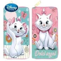 Disney The Aristocats Wallet Cartoon Mary Cat Women Leather Zip Around Wallet Girl Long Purse Credit Card Bag 1