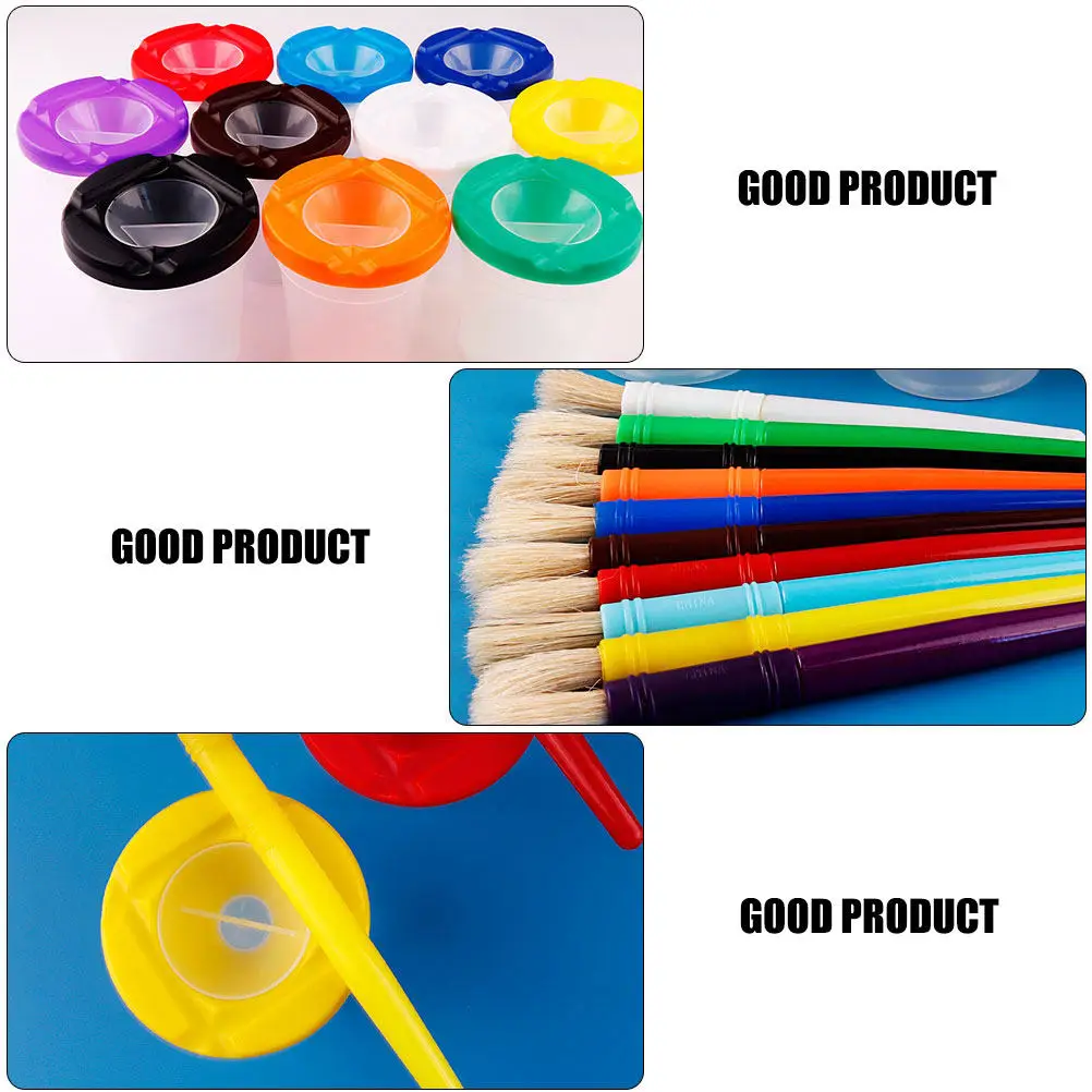 10세트 펜 세척 컵 어린이용 붓 세트 고급 재질 미술 도구 키트 페인팅 브러쉬 클리너 미술 수업용