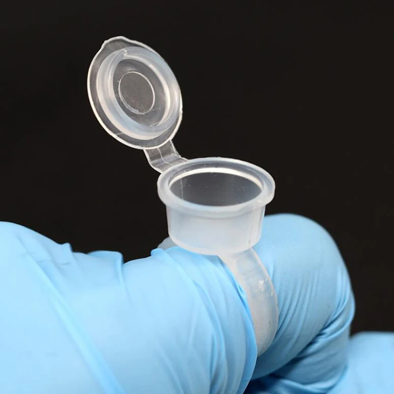 

50PCS/Lot Plastic Microblading Tattoo Ink Ring Cups With Cover Cap for Permanent Makeup Eyebrow Glue Holder Container Tools