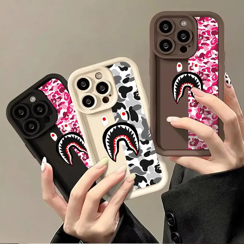 일본 B-BAPE 케이스, 애플 아이폰 15, 11, 13, 14 프로 맥스, 12 실리콘, 15 플러스, 11 프로 소프트 폰 커버 