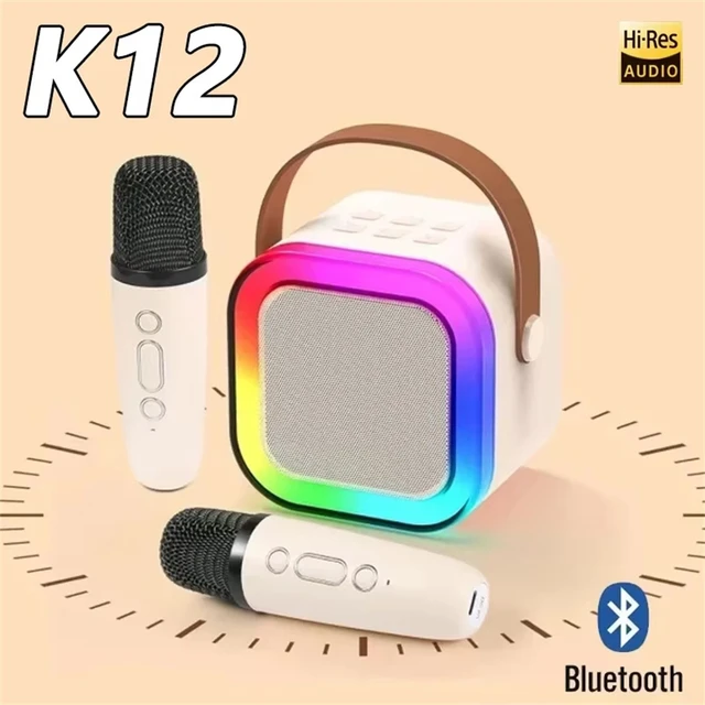 New Hot K12 Bluetooth Speaker Portable Home Cute Karaoke Mini Wireless Audio with Microphone K Song Family Singing Machine