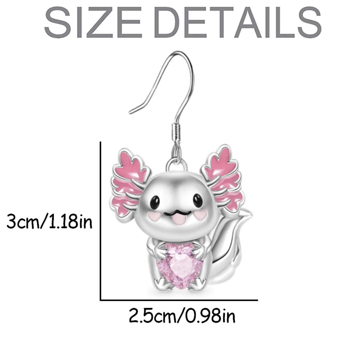 Cute Cartoon Axolotl Pink Crystal Pendant Earrings for Women Fashion Girls Crystal Earrings Pendant Earrings