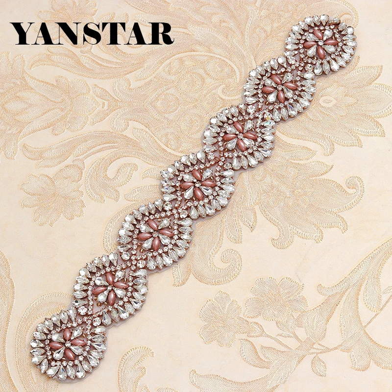 

YANSTAR (5 шт.) ручная пришивка, стразы, аппликации, свадебный пояс, серебро, розовое золото, кристалл, для свадьбы, пояс YS878