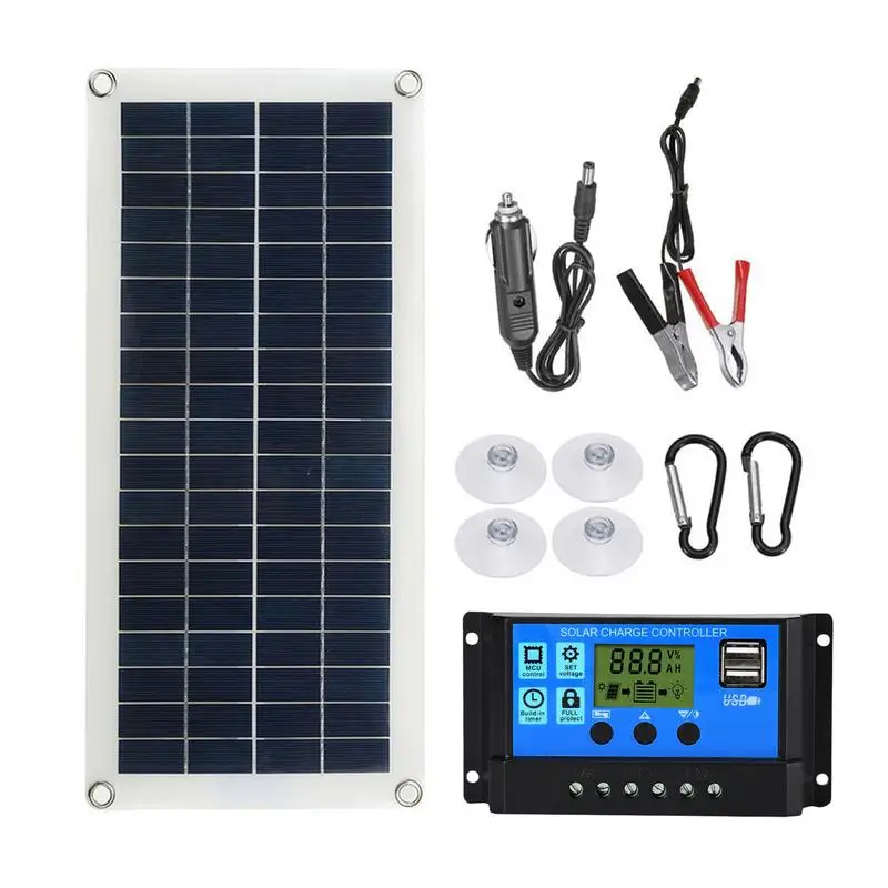 

Solar Panel Set 10W/30W/100W 10A-100A Solar Charge Controller 12V Power Charger For RV Battery Boat Caravan Motorcycles Phone