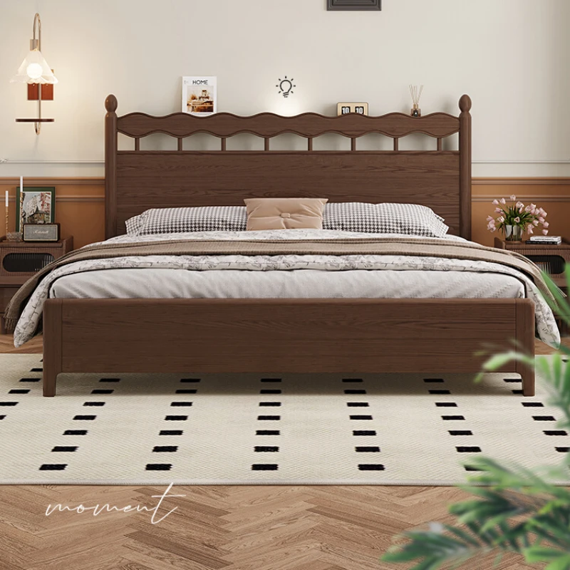 Nordic Simple Bedroom Double Bed Designer Wood Modern King Size Twin Bed Floor Storage Letto Matrimoniale Furniture For Bedroom