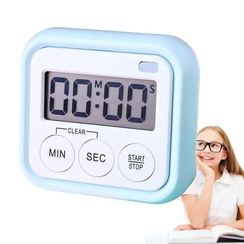 

Timer Clock Countdown Countup Clock Backing Stand Quick-Set Buttons Volume Adjustable Beeping Magnetic LED Display Timer