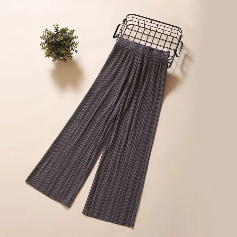 2023 pleated pants  pleats  straight sleeves, women's casual pants, loose fitting high waisted elastic Chinese pants