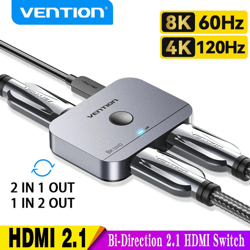 Vention 8K Hdmi Splitter 4 K144Hz 2 In 1 Out Per Tv Xiaomi Xbox Seriesx Ps5 Hdmi Cable Monitor Proiettore Hdmi 2.1 Switch Switcher