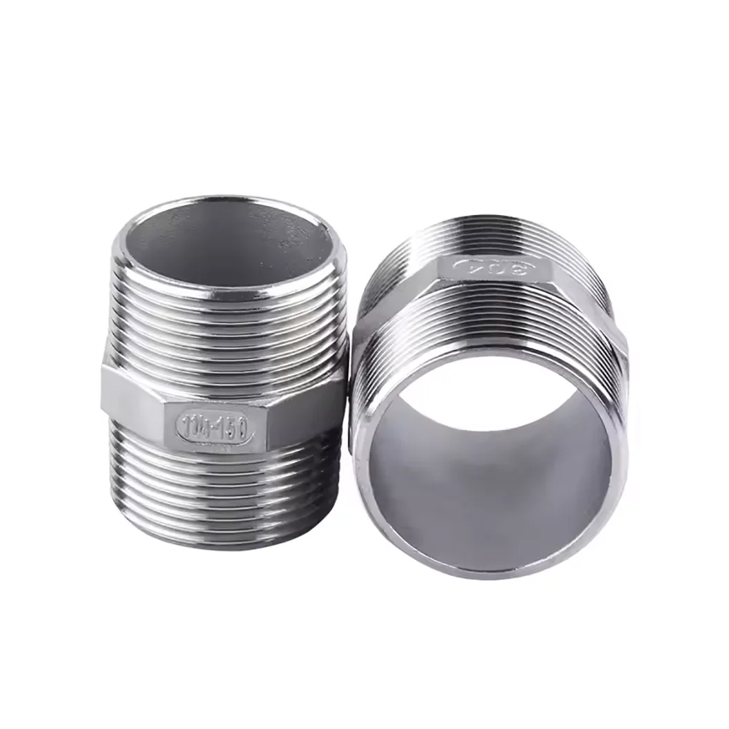 304 Stainless Steel Male to Male Thread Hex Nipple Pipe Fitting Connector Couple