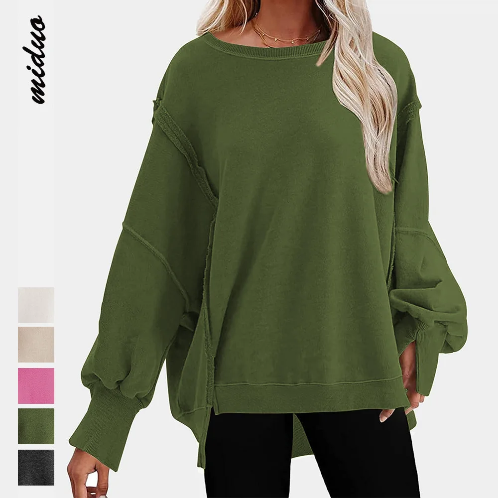 

Crewneck sweatshirts sports base T-shirts knits long-sleeved tops and wear them outside hoodies women