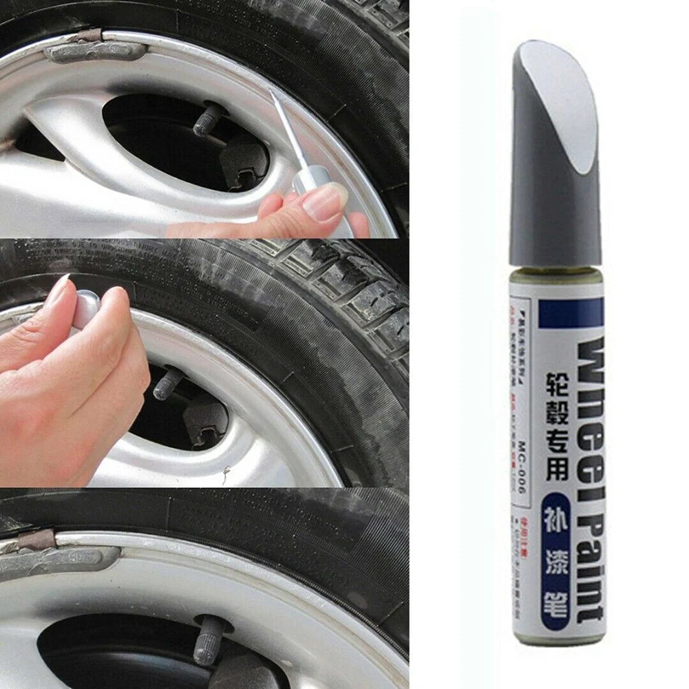 12ml Car Wheel Repair Paint Alloy Wheel Touch Up Pen Repair Paint W/Brush Curbing Scratch Maker Tool Rim Auto Refinishing Marker