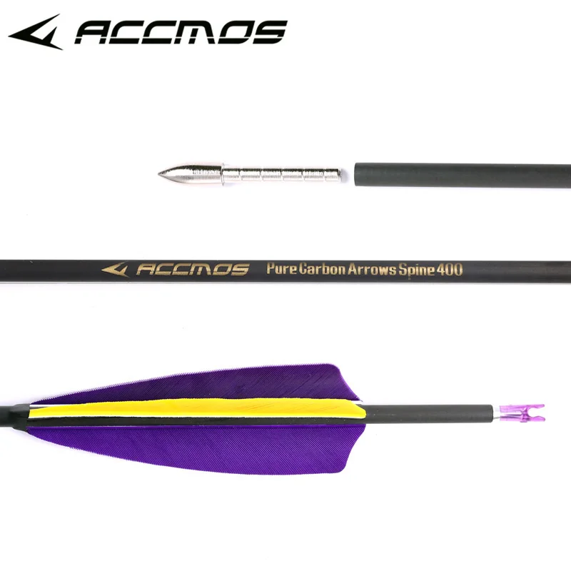 ID4.2mm Carbon Arrow Shaft Spine250 300 400 500 600 700 800 900 1000 1500 with 4" Turkey Feather Arrows 6/12/18pcs archery arrows archery arrow feathers