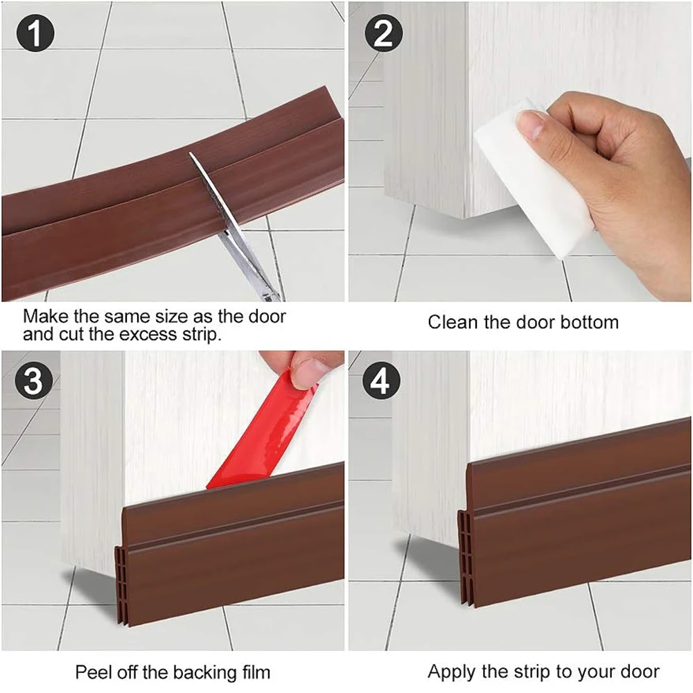 1-4pcs Door Dust Stopper Seal Strip 1m TPE Self-adhesive Door Under Gap Weather Strip Acoustic Foam 5 Colors Anti Draft Tape