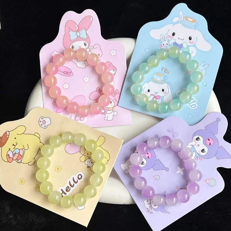 Sanrio Crystal Bracelet Anime Figures Hello Kitty Melody Cinnamoroll Kuromi Wrap Finger Soft Bracelet Fashion Jewellery Gifts