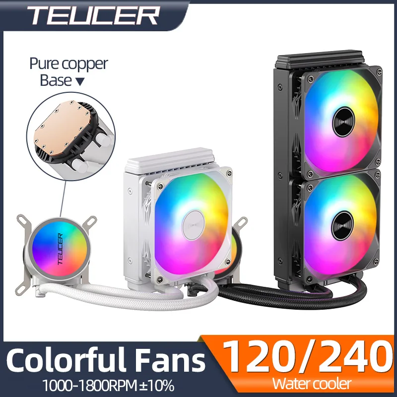 Teucer120240mmCPUWaterCoolerLiquidCoolingHeatsinkRGBColorful