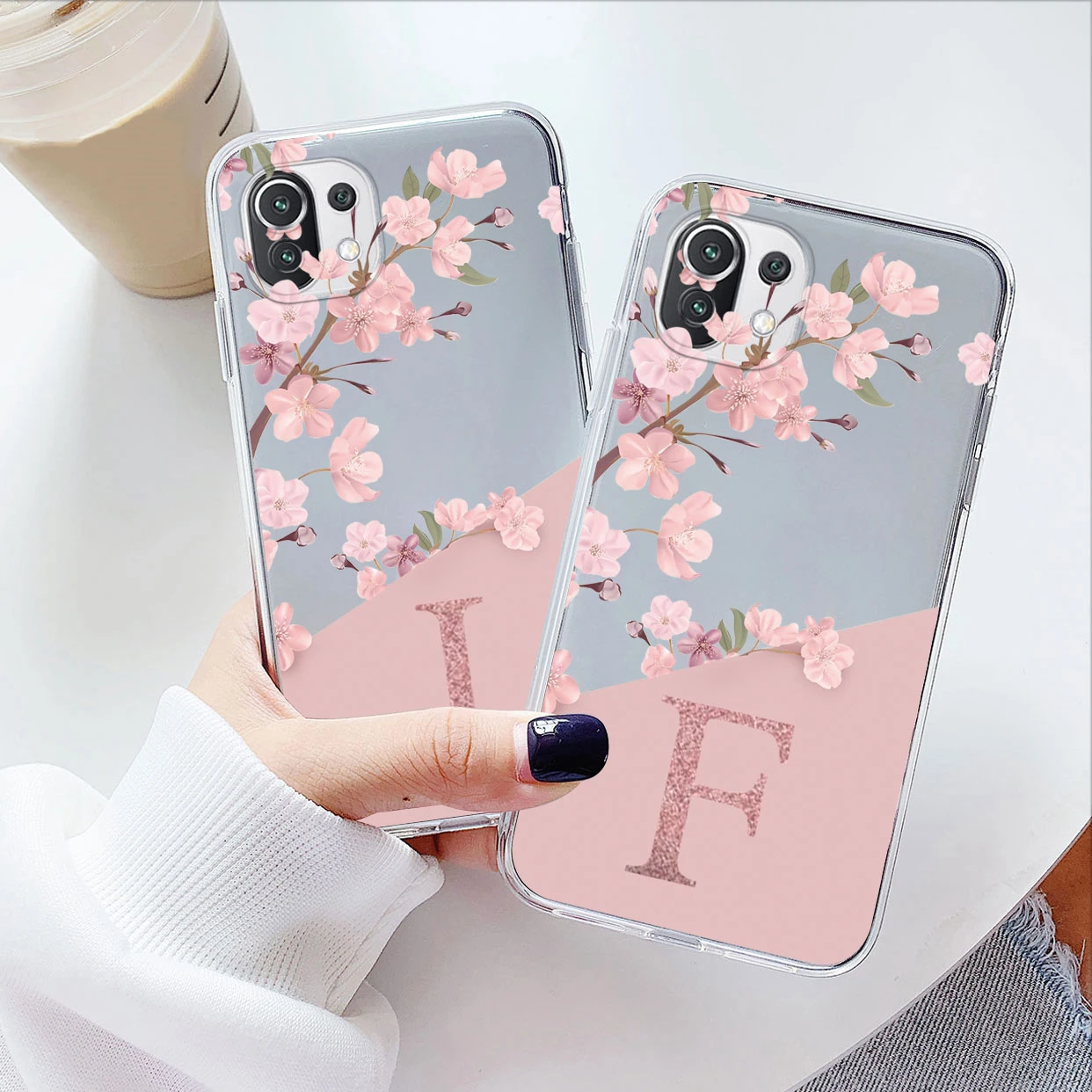 Floral Alphabet Clear Soft Silicone Case – Elegant TPU Cover