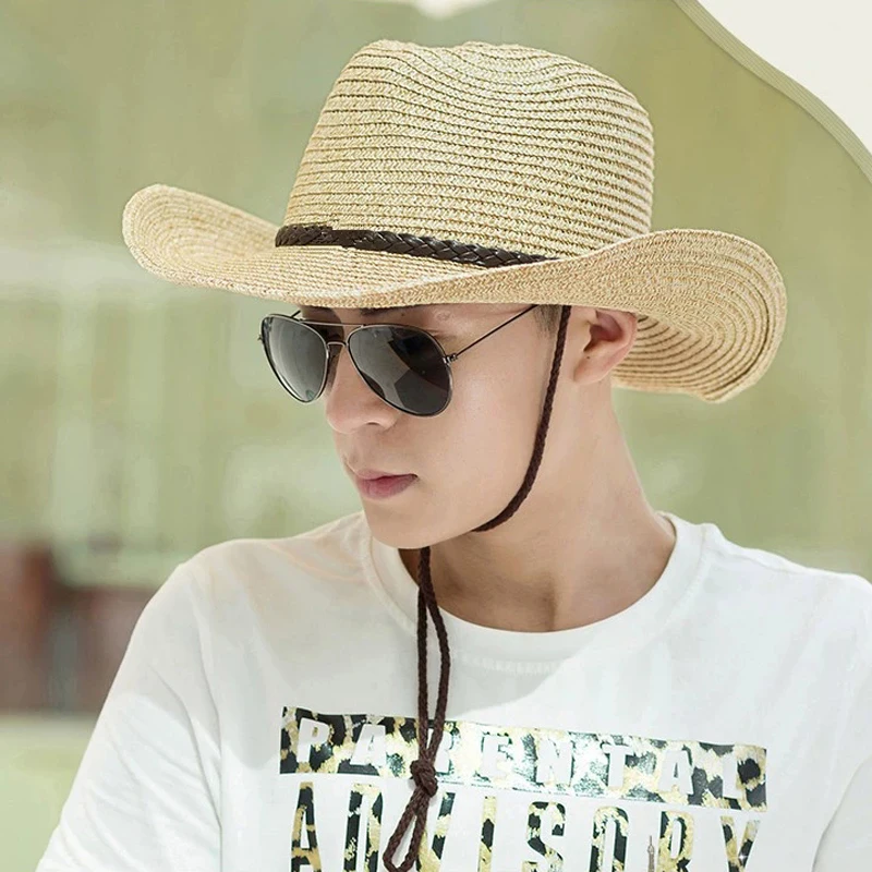 XL Big Size 62cm Panama Jazz Straw Hat for Women Men Hollow Out Summer Beach Sun Hat  Foldable Windproof Rope UV Sunscreen Hat 2