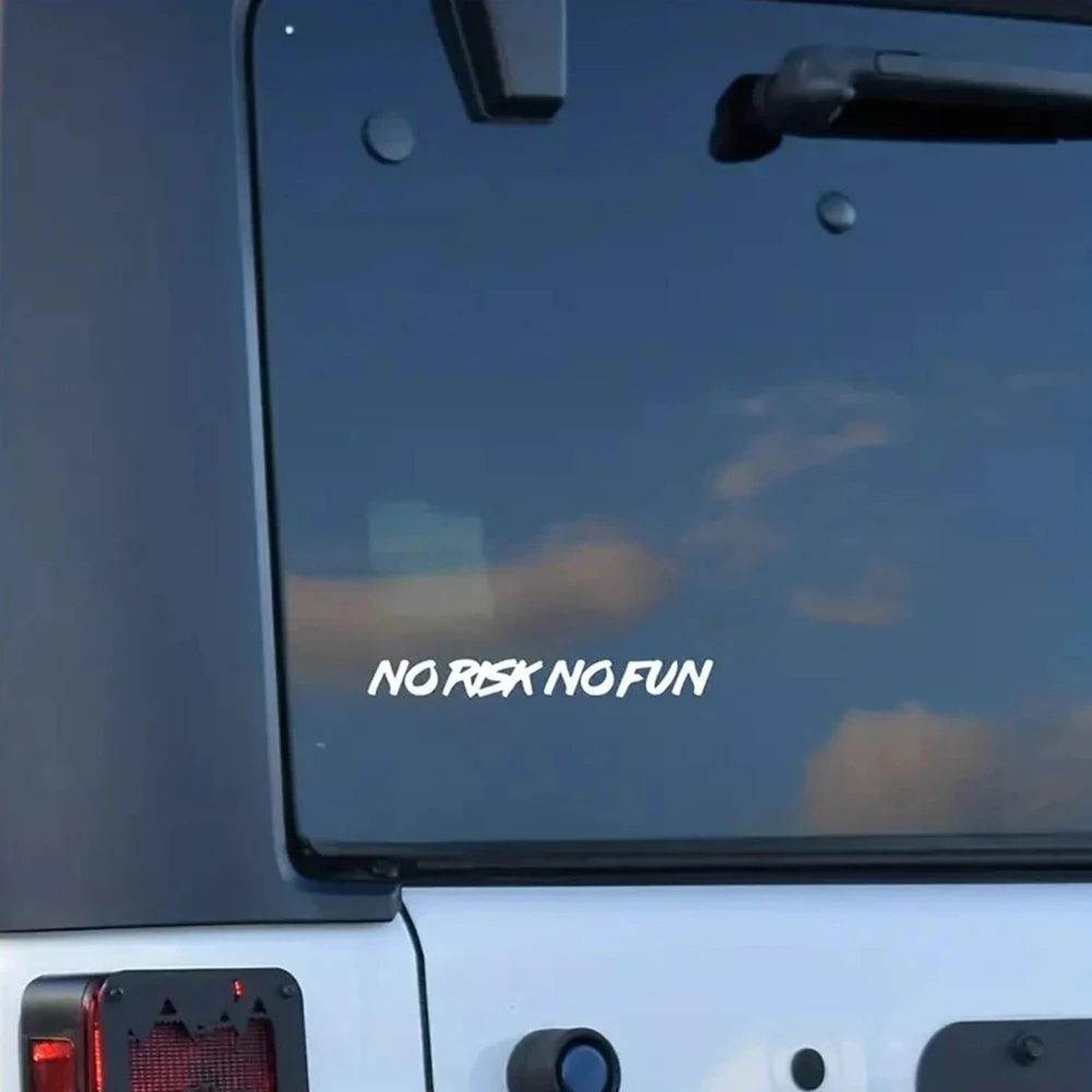Car Stickers 22cm*2.4cm No Risk No Fun Auto Window Bumper Trunk Waterproof Vinyl Decals Motorcycle Styling Decoration