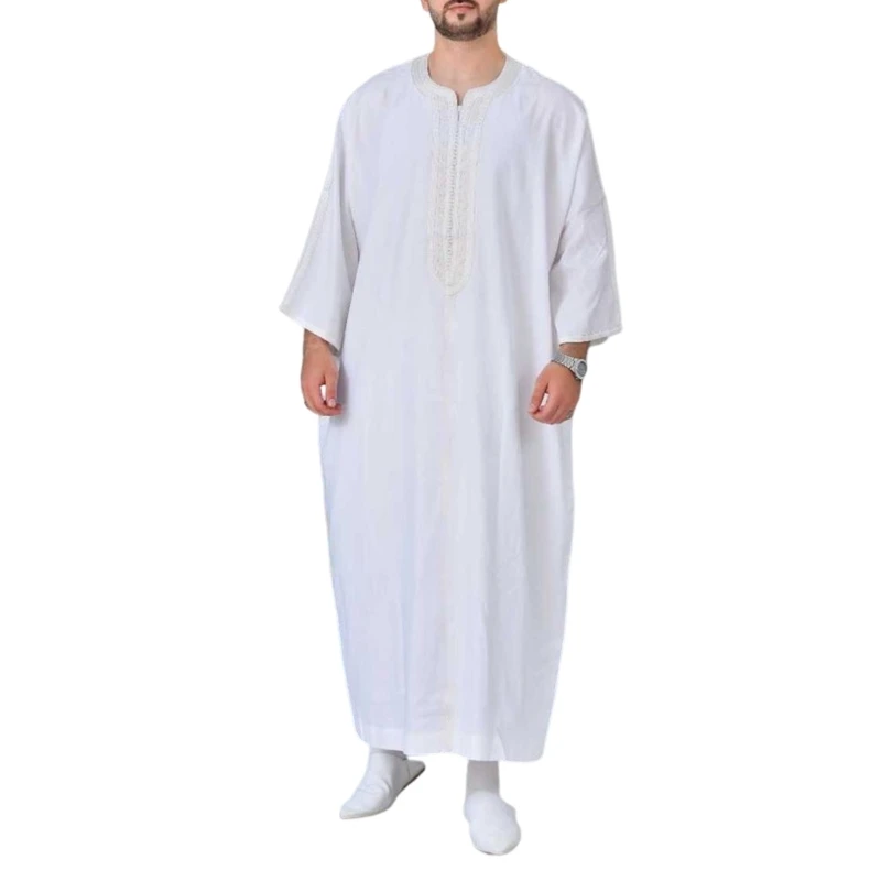Male Muslim Clothing Long Sleeves Robe Kaftan Saudi Arab Caftans Men Middle East Jubba Thobe Arabic Islamic Clothing