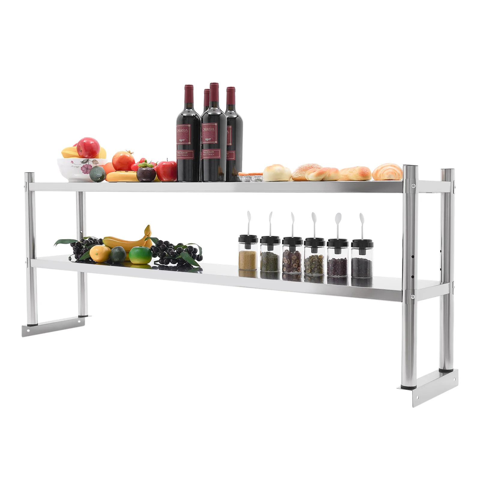 Stainless Steel Shelving 2 Tier Adjustable Shelf Storage Stainless Steel Heavy Duty Shelving
