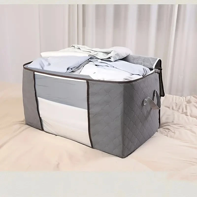 RXIRUCGD Sac De Rangement Zippé Pour Couette, Oreiller, Couette, Literie, Vêtements, Organisateurs De Couvertures Avec Grande Fenêtre Transparente Et Poignées De Transport Économiseur D'Espace