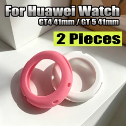 Soft Silicone Shockproof Watch Protector Case - 2 - Pack Anti - Scratch Frame Cover Accessory for GT 4 5 - 41mm (Pink and White)