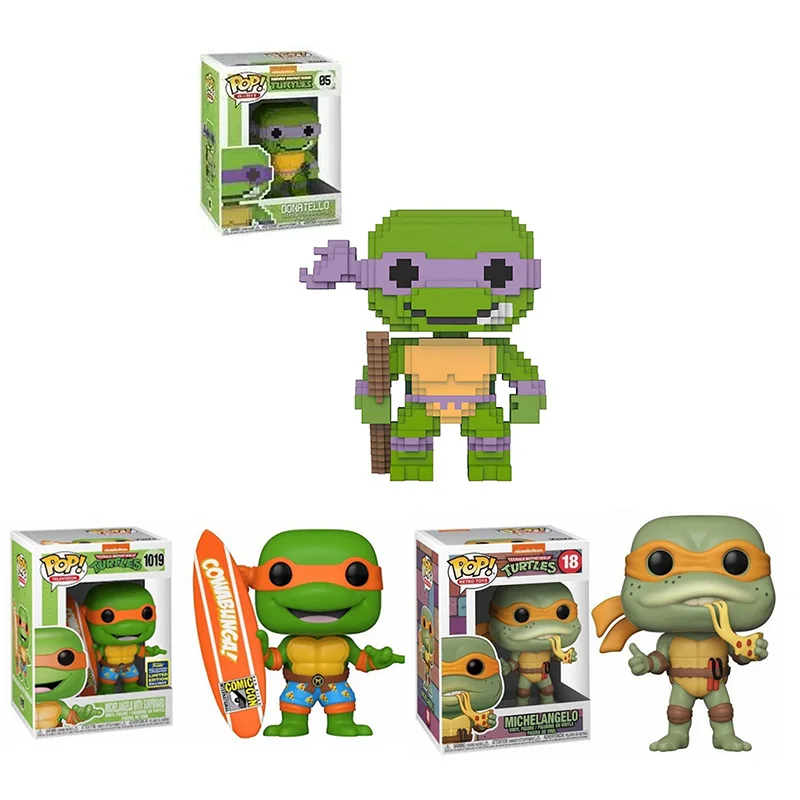 Funko Pop Television Turtles Cruscotto #18 Con Tavola Da Surf #1019 Donatello Turtles #85 Vinyl Action Figure Toys Gifts