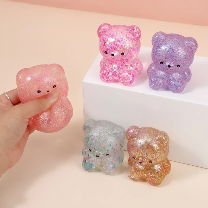 Sensory Fidget Toy Anti Stress Toy Fidget Toy 1pcs Random Glitter Gummy Bear Needoh Small Cute Animal Squeeze Toy