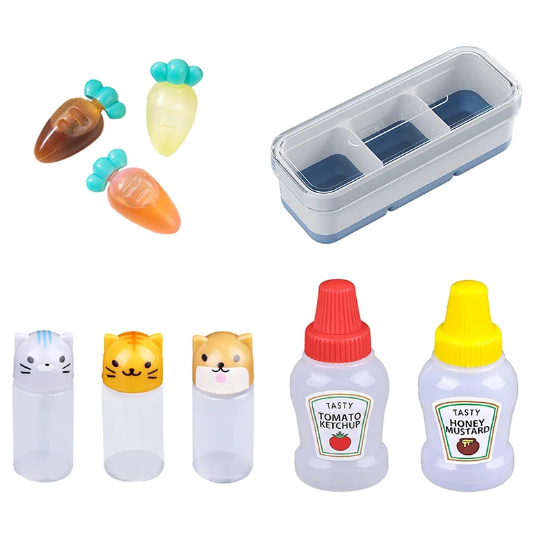 Mini Condiment Squeeze Bottle Box Salad Dressing Ketchup Squeeze Jar Container Plastic Portable Lunch Box Tomato Ketchup Bottle