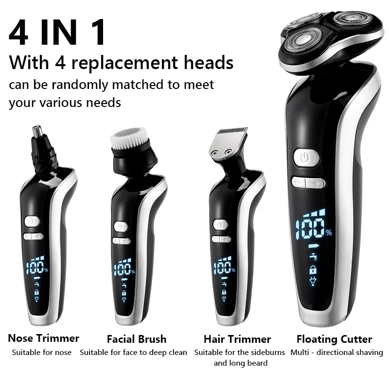 Electric Shaver Hair Trimmer New Electric Shaver For Men 4D Electric Beard Trimmer USB Rechargeable Professional Hair Trimmer Hair Cutter Adult Razor For Men