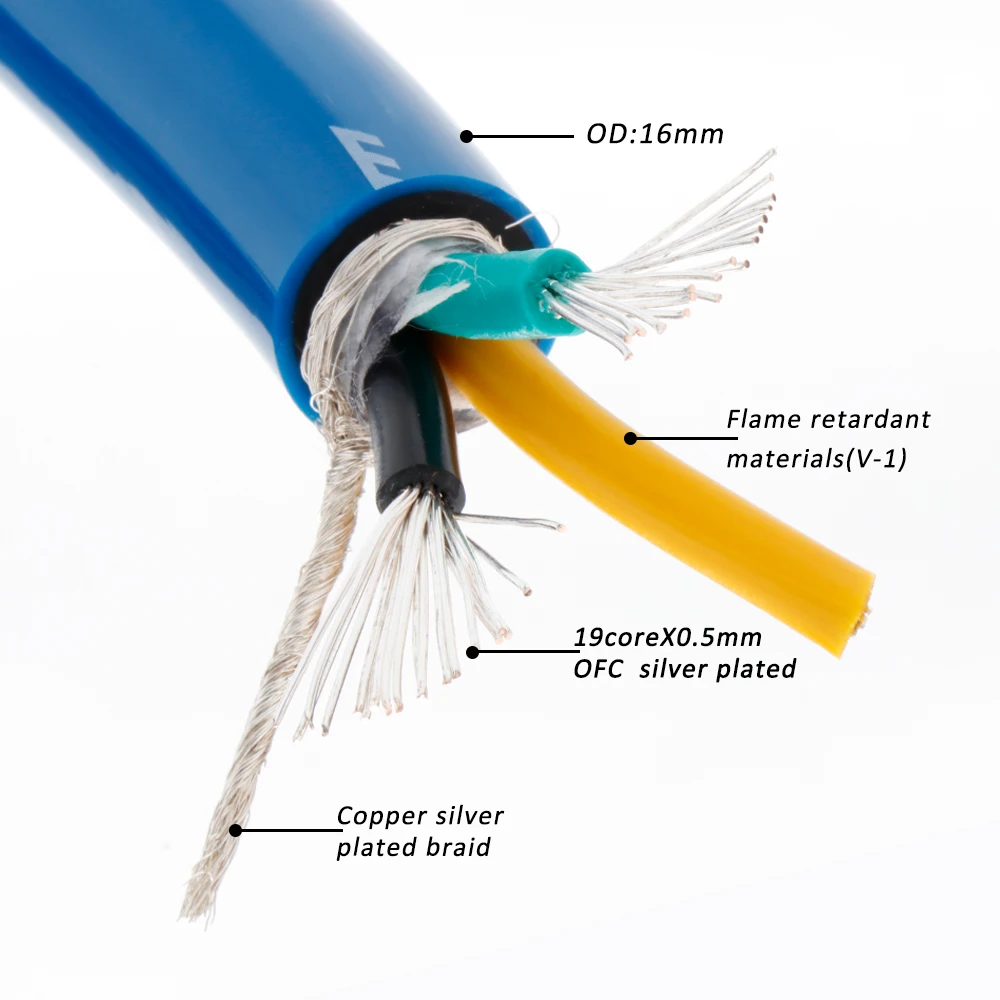 Hochwertiges D515 OFC versilbertes 11-12AWG großes AC-Stromkabel für DIY HiFi Audio Power Lautsprecher, AMP Hauptstromkabel