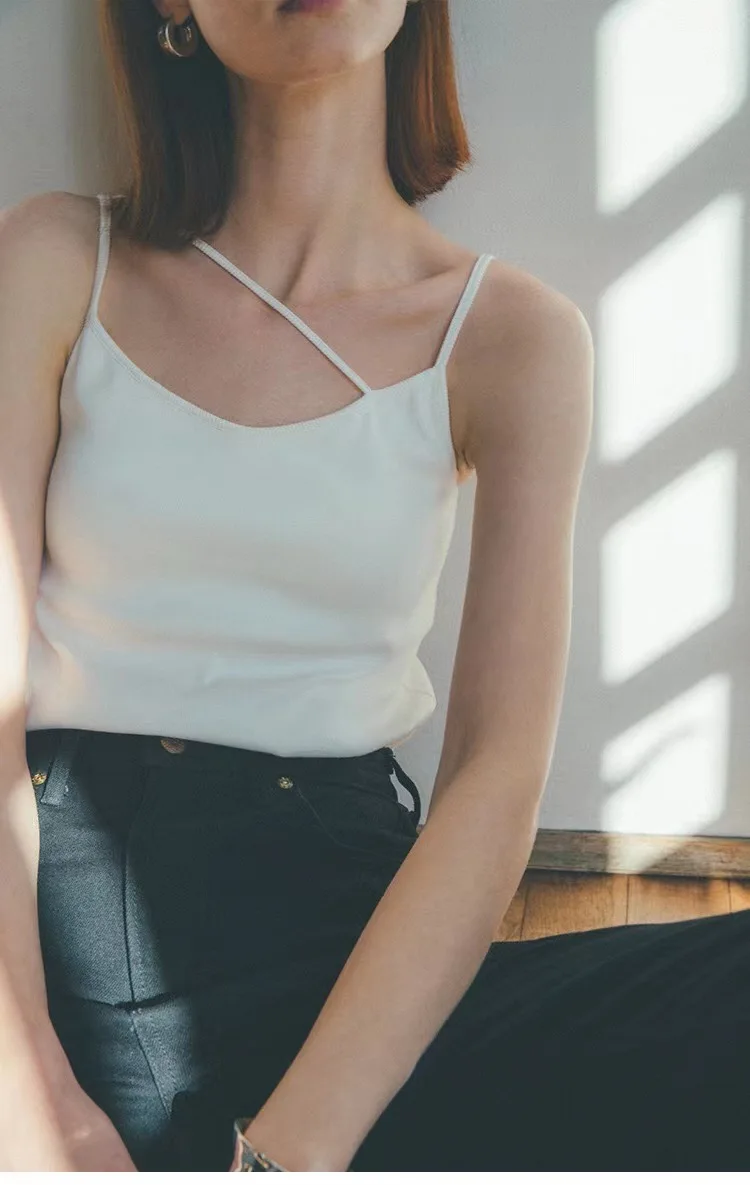 

Women Chest Wrap Camisole Vest Top Female Sleeveless Base Slash Neck Strap Camisoles Chest Pad Tops Summer