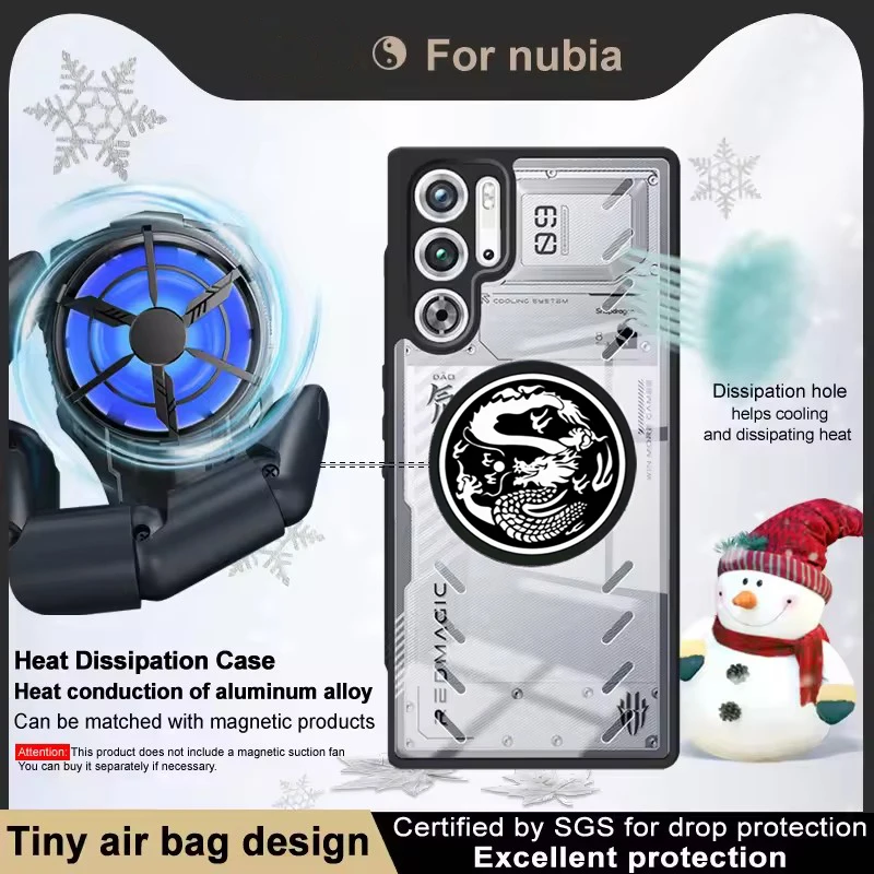 Dragon Pattern Shockproof Transparent Magnetic Cooling Phone Case