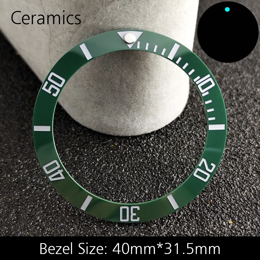 Blue Luminous Ceramic/Aluminum Watch Bezel Insert - Sloping 40mm