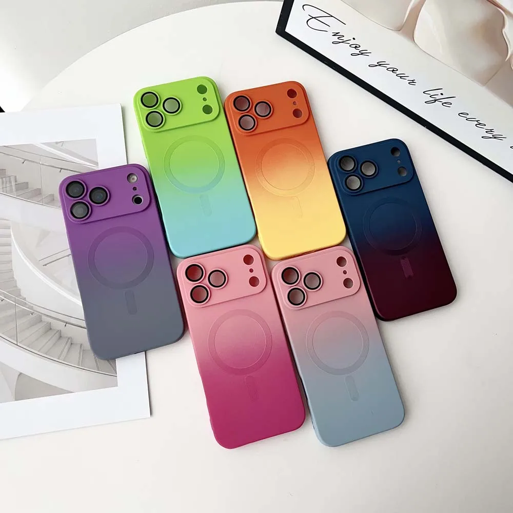 Vibrant Gradient MagSafe Compatible Wireless Charging Silicone Case