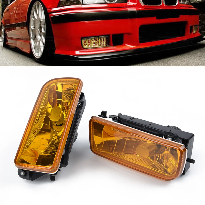 

For BMW E36 M3 1992-1998 ABS Plastic Chrome Fog Lights Replacement Lamps Yellow Lens Accessories For Vehicles