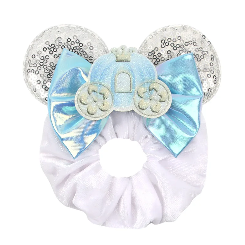 Disney Pirate Amusement Park Mouse Ears Hair Scrunchies Hair Accessories Velvet Hairband Girls Sequins Bows Headbands Women Trip DIY Accessories