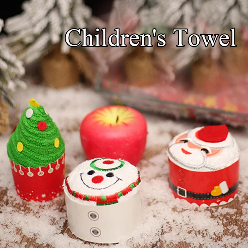 

30x30cm Exquisite Christmas Gift Cupcake Cotton Towel with Packaging Bag Natal Noel Christmas Decorations for Home Kids Children