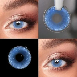 VISUASHOW Vibrant Blue Cosplay Contact Lenses - 12 - Month Cosmetic Eye Accessory (1 Pair) (Lovejoy Blue)