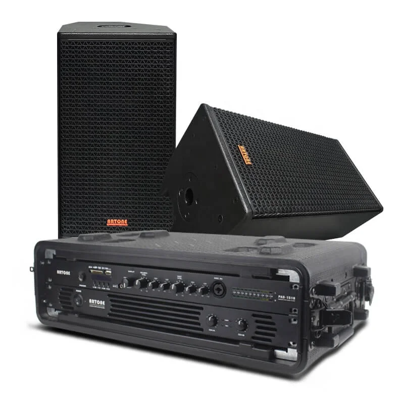 

DJ Sound System Professional Audio Set Pre Power Amplifier 2CH Audio In Custom Flight Case With 10-inch Woofer Speaker