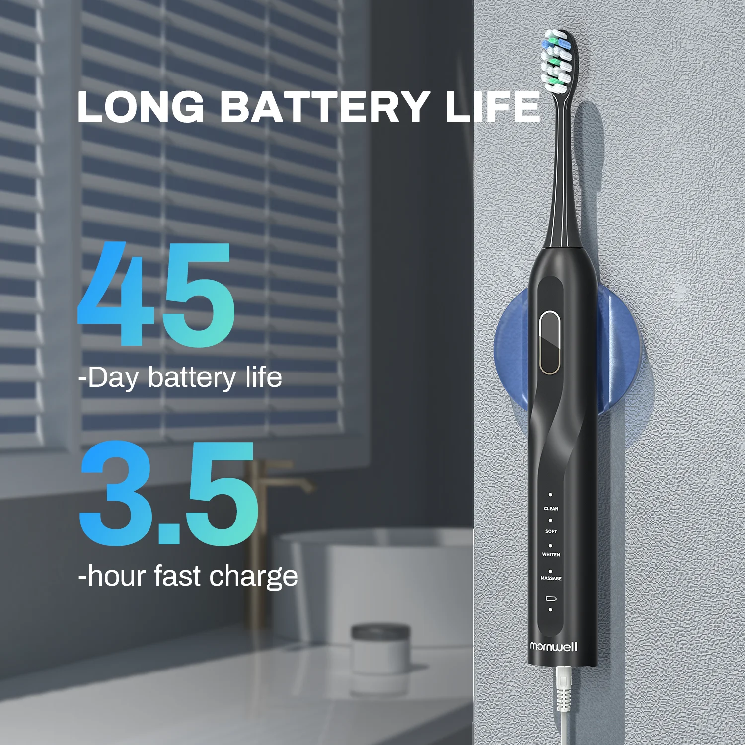 Electric Sonic Toothbrush Mornwell T38  USB Charge Adult Waterproof Ultrasonic Automatic Tooth Brush kid rechargeable toothbrush 3