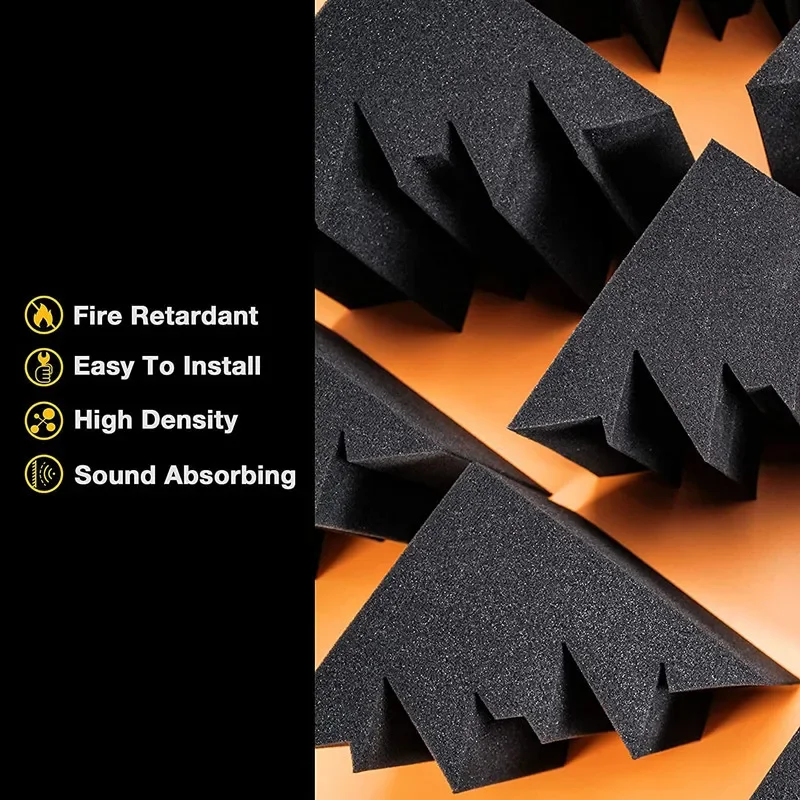 16Pcs Acoustic Foam 12Pcs 12x12x24cm Bass Traps + 4Pcs 15x15x15cm Cubes Combination Flame Retardant Corner Panels soundproof foam