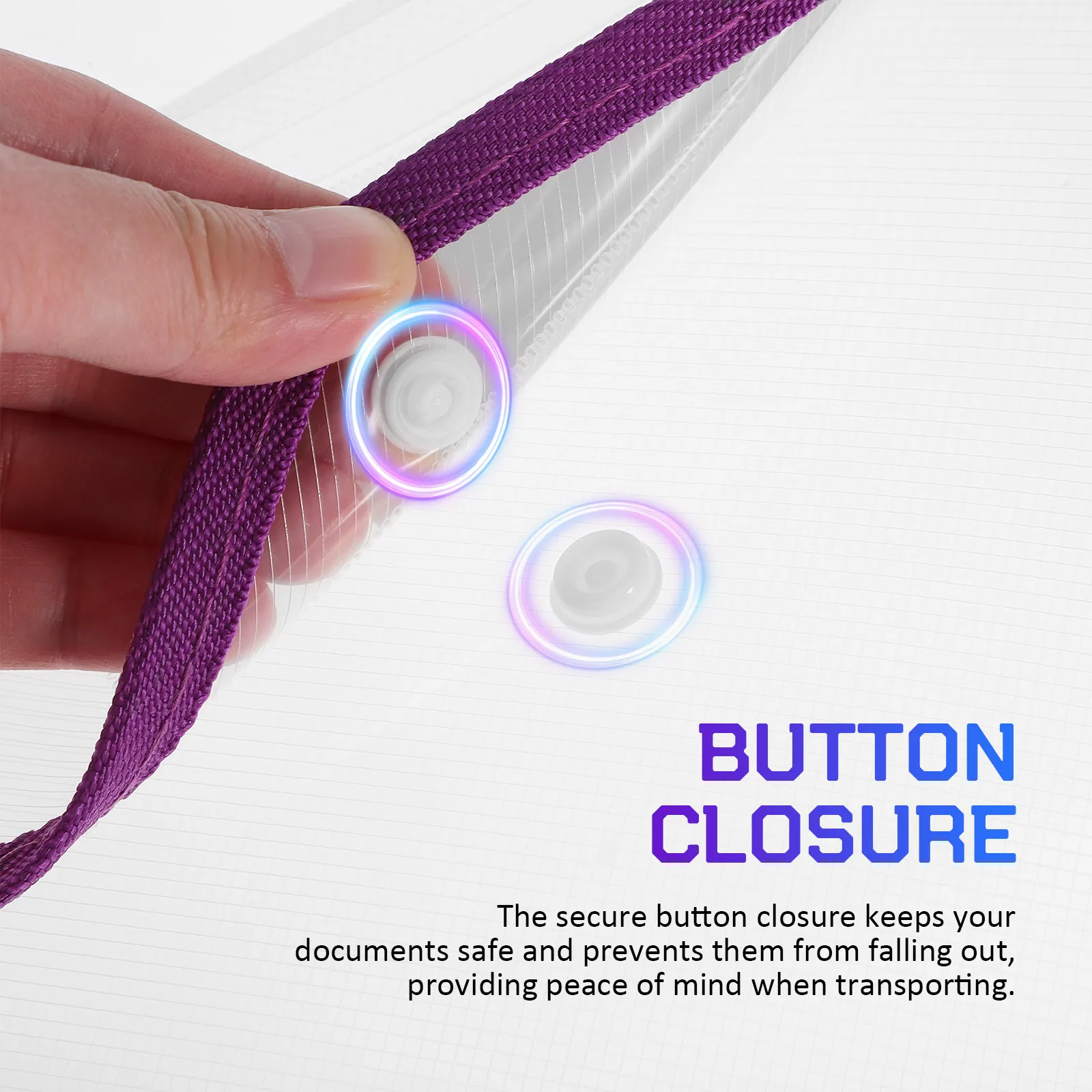 5Pcs 확장 파일 주최자 레터 사이즈 투명 문서 홀더 투명 플라스틱 파일 봉투 버튼 클로저 사무용품