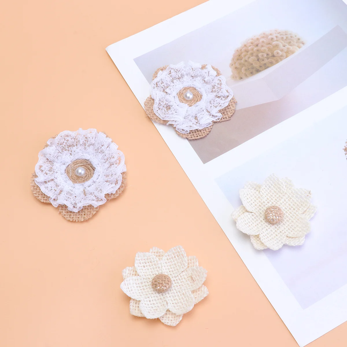 

24PCS Burlap Flowers for Crafts Natural Rustic Jute Flower Burlap Rose Embellishment For Vintage Rustic Wedding Party