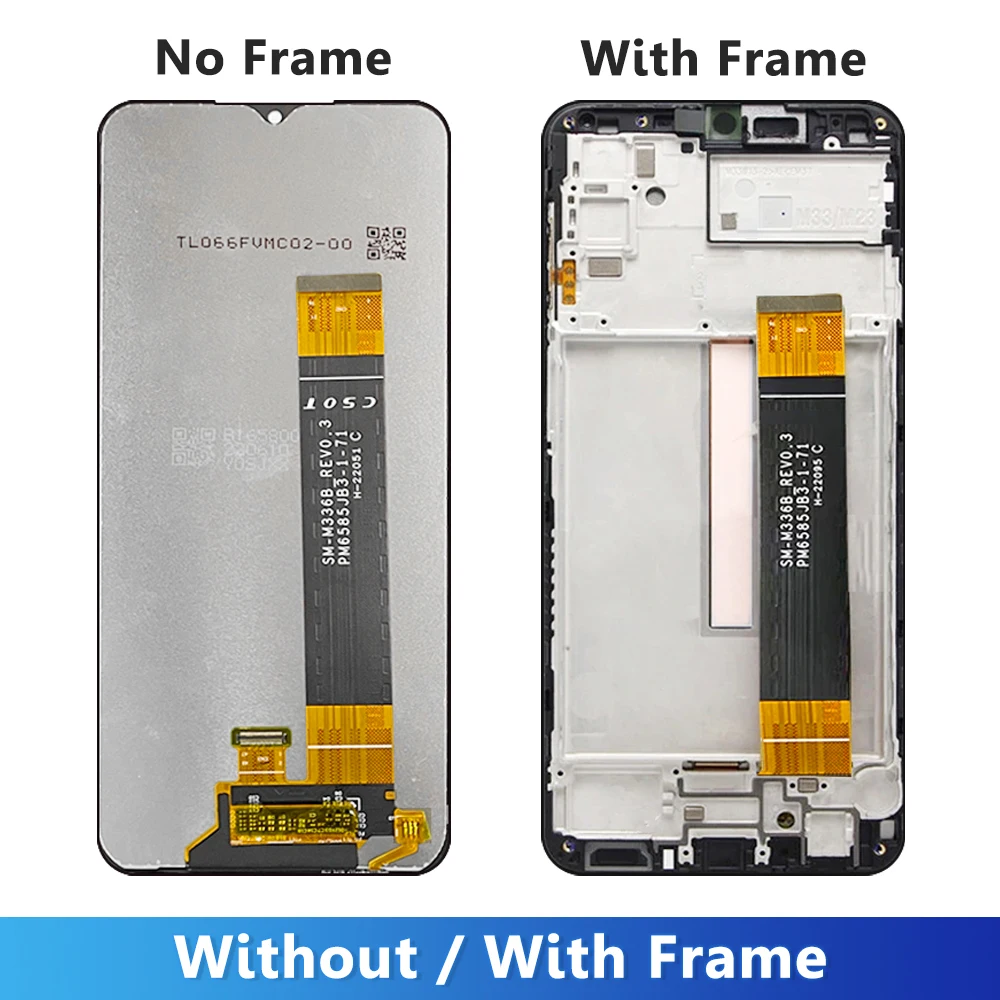 6.6 인치 AMOLED 디스플레이, 프레임 포함, 삼성 M33 5G M336 LCD, M336B SM-M336B 디스플레이, 터치 스크린 디지타이저 어셈블리 교체